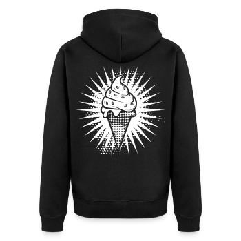 cream cone Drawing - Unisex Premium Organic Zip Hoodie - black - Back - Nico (187cm)