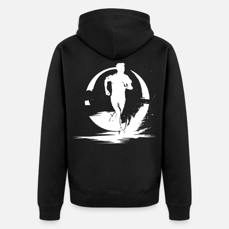 Dessin de garçon marathon - Veste à capuche bio Premium Unisexe - noir