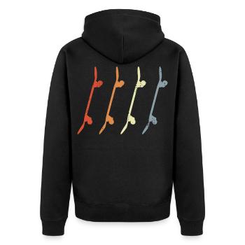 Skateboards Retro Look - Unisex Premium Bio Zip Hoodie - Schwarz - Hinten - Nico (187cm)