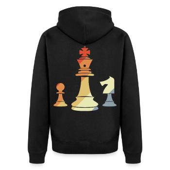 Pièces d’échecs vintage - Veste à capuche bio Premium Unisexe - noir - Dos - Nico (187cm)