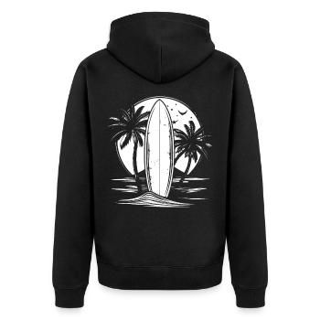 Surfing - Unisex Premium Organic Zip Hoodie - black - Back - Nico (187cm)