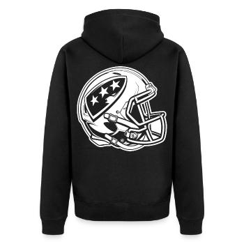 Football Helm - Unisex Premium Bio Zip Hoodie - Schwarz - Hinten - Nico (187cm)