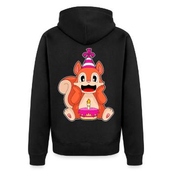 Squirrel Birthday Cake - Unisex Premium Organic Zip Hoodie - black - Back - Nico (187cm)