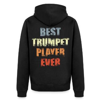 Bester Trompetenspieler - Unisex Premium Bio Zip Hoodie - Schwarz - Hinten - Nico (187cm)