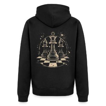 Chess Pieces Drawing - Unisex Premium Organic Zip Hoodie - black - Back - Nico (187cm)