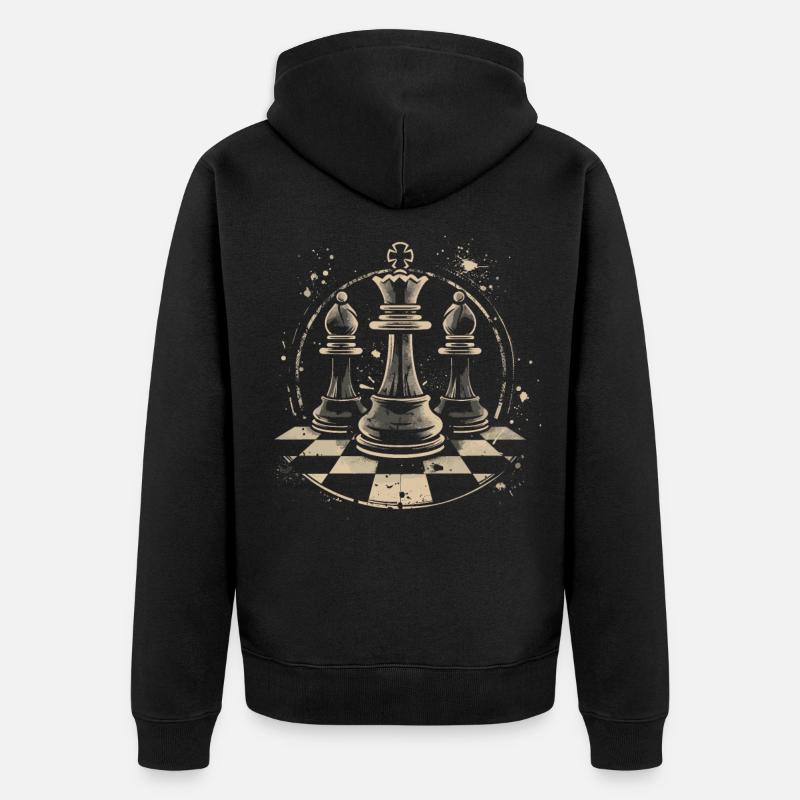 Dessin de pièces d’échecs - Veste à capuche bio Premium Unisexe - noir