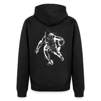Basketballspieler Zeichnung - Unisex Premium Bio Zip Hoodie - Schwarz - Hinten - Nico (187cm)