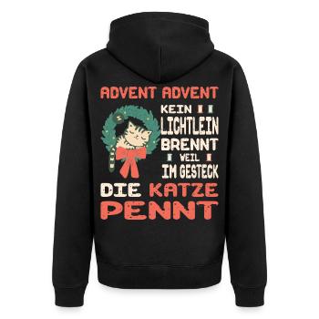 Temps de l’Avent avec chat - Veste à capuche bio Premium Unisexe - noir - Dos - Nico (187cm)