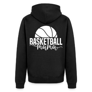 Basketball mama weiß - Unisex Premium Bio Zip Hoodie - Schwarz - Hinten - Nico (187cm)