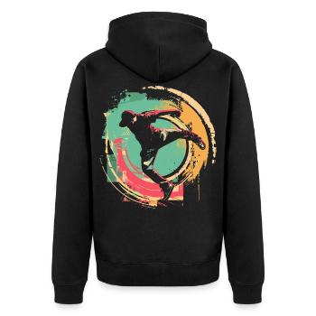 Oldschool B-Boy - Unisex Premium Organic Zip Hoodie - black - Back - Nico (187cm)