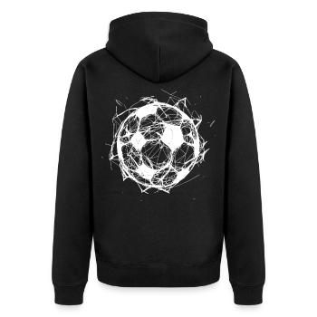 Fußball Line Art - Unisex Premium Bio Zip Hoodie - Schwarz - Hinten - Nico (187cm)