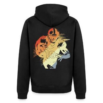 Vintage American Footballspieler - Unisex Premium Bio Zip Hoodie - Schwarz - Hinten - Nico (187cm)