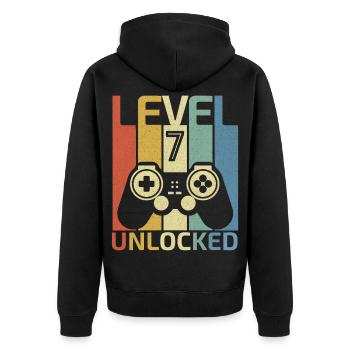 Level 7 Unlocked Video Gamer Shirt 10Th Birthday - Veste à capuche bio Premium Unisexe - noir - Dos - Nico (187cm)