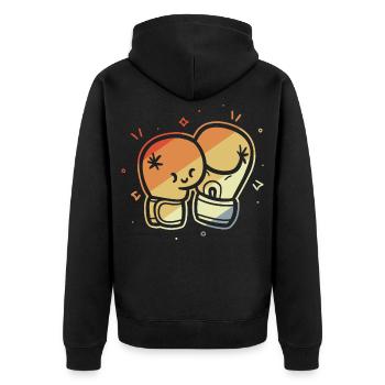 Vintage Boxhandschuhe Comic - Unisex Premium Bio Zip Hoodie - Schwarz - Hinten - Nico (187cm)