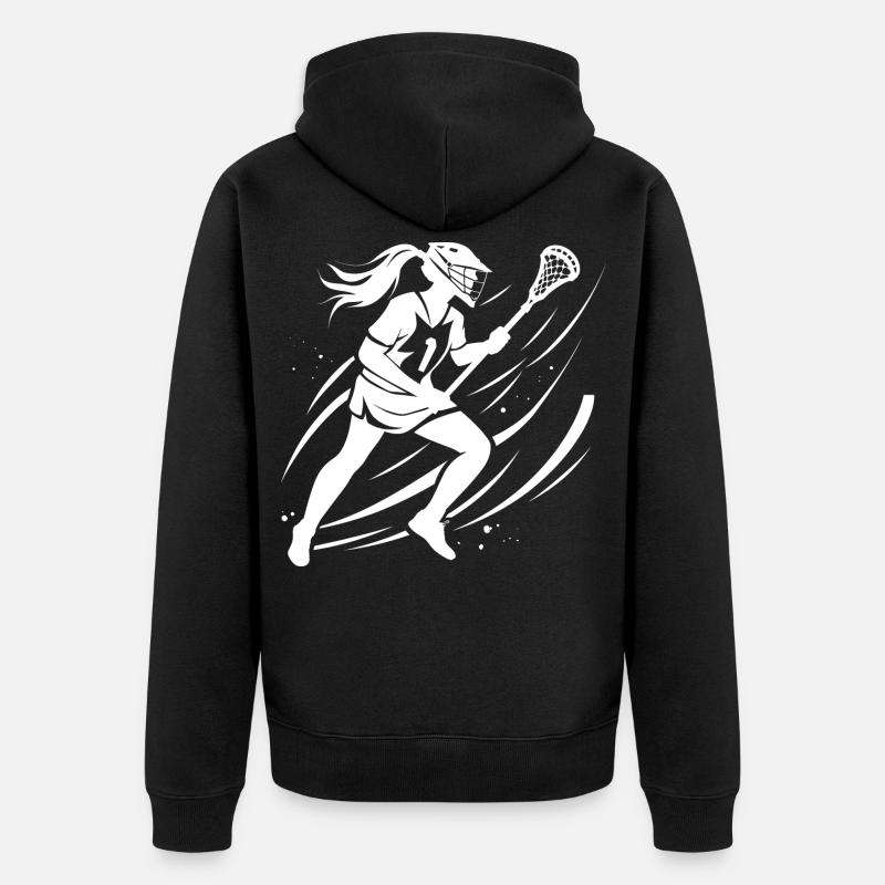 Lacrosse Mädchen - Unisex Premium Bio Zip Hoodie - Schwarz