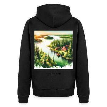 Summer Forest Rovaniemi Scandinavia Finland Nature - Unisex Premium Organic Zip Hoodie - black - Back - Nico (187cm)