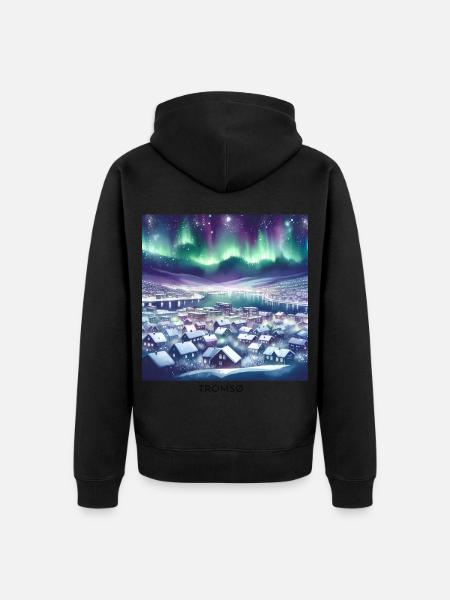 Tromsø Winter Landscape Scandinavia Norway - Unisex Premium Organic Zip Hoodie - black