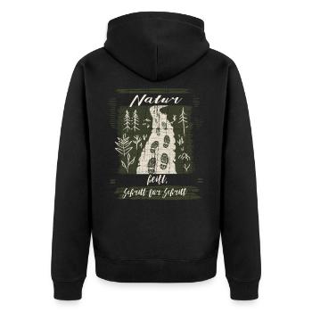 Natur heilt schritt für schritt- Motivation - Unisex Premium Bio Zip Hoodie - Schwarz - Hinten - Nico (187cm)