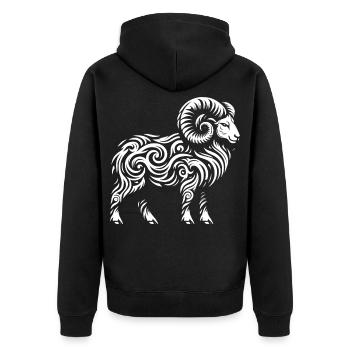 Bélier tribal - Veste à capuche bio Premium Unisexe - noir - Dos - Nico (187cm)