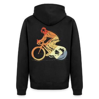 Cyclist Vintage Look - Unisex Premium Organic Zip Hoodie - black - Back - Nico (187cm)
