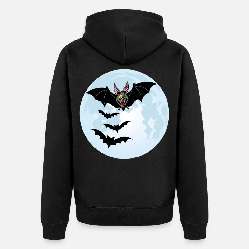 Chauves souris vampires et lune - Veste à capuche bio Premium Unisexe - noir