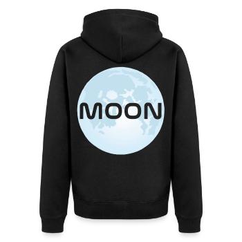 Mond - Unisex Premium Bio Zip Hoodie - Schwarz - Hinten - Nico (187cm)