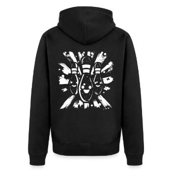Cartoon Bowling - Unisex Premium Bio Zip Hoodie - Schwarz - Hinten - Nico (187cm)