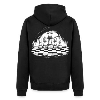 Schach Zeichnung - Unisex Premium Bio Zip Hoodie - Schwarz - Hinten - Nico (187cm)