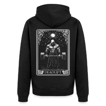 Tarot de la mort Soulevé de terre Squelette Carte de tarot de soulevé de terre - Veste à capuche bio Premium Unisexe - noir - Dos - Nico (187cm)