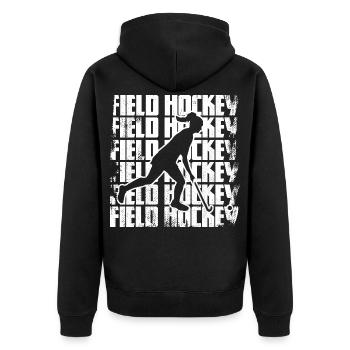Lustiger Feldhockeyspieler - Unisex Premium Bio Zip Hoodie - Schwarz - Hinten - Nico (187cm)