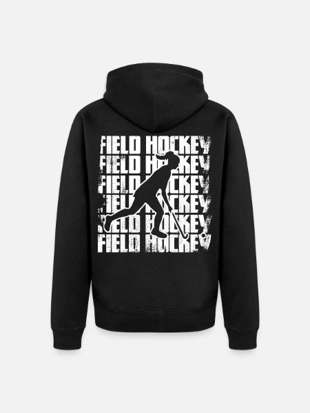 Funny field hockey player - Unisex Premium Organic Zip Hoodie - black
