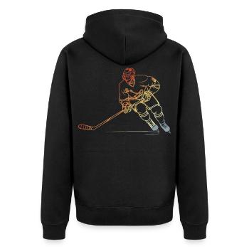 Hockey Player Sketch Vintage - Unisex Premium Organic Zip Hoodie - black - Back - Nico (187cm)