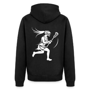 Logo du joueur de crosse - Veste à capuche bio Premium Unisexe - noir - Dos - Nico (187cm)