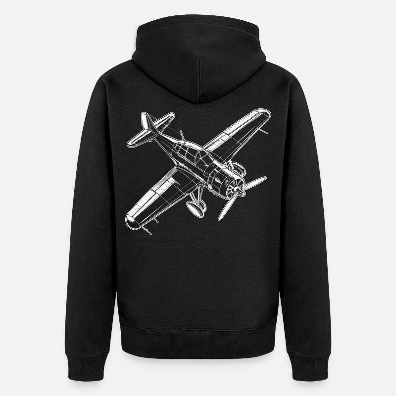 Propellerflugzeug - Unisex Premium Bio Zip Hoodie - Schwarz