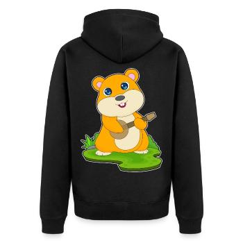 Hamster Musicien Guitare Musique - Veste à capuche bio Premium Unisexe - noir - Dos - Nico (187cm)