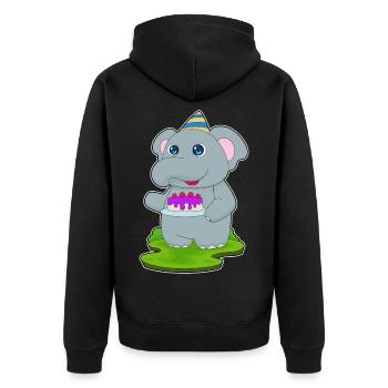 Elephant Birthday Cake - Unisex Premium Organic Zip Hoodie - black - Back - Nico (187cm)