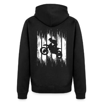 Motocross Retro - Unisex Premium Bio Zip Hoodie - Schwarz - Hinten - Nico (187cm)