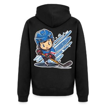 Eishockeyspieler Comic Look - Unisex Premium Organic Zip Hoodie - black - Back - Nico (187cm)
