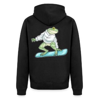 Frog Snowboarder Snowboard - Unisex Premium Organic Zip Hoodie - black - Back - Nico (187cm)
