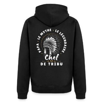 Papa le mythe le légendaire Chef de tribu - Veste à capuche bio Premium Unisexe - noir - Dos - Nico (187cm)