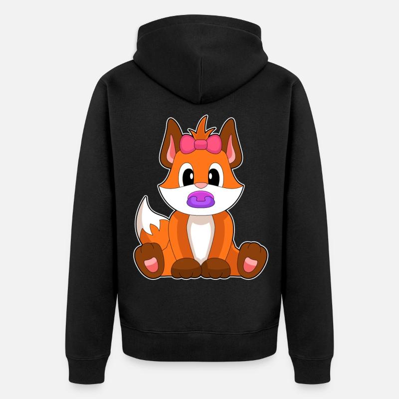 Fuchs Baby Schnuller - Unisex Premium Bio Zip Hoodie - Schwarz