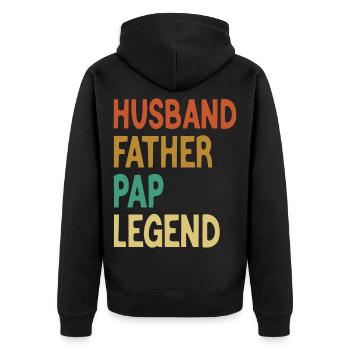 Ehemann Vater Papa Legende Vatertag - Unisex Premium Bio Zip Hoodie - Schwarz - Hinten - Nico (187cm)