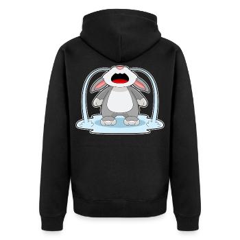 Bunny sad - Unisex Premium Organic Zip Hoodie - black - Back - Nico (187cm)