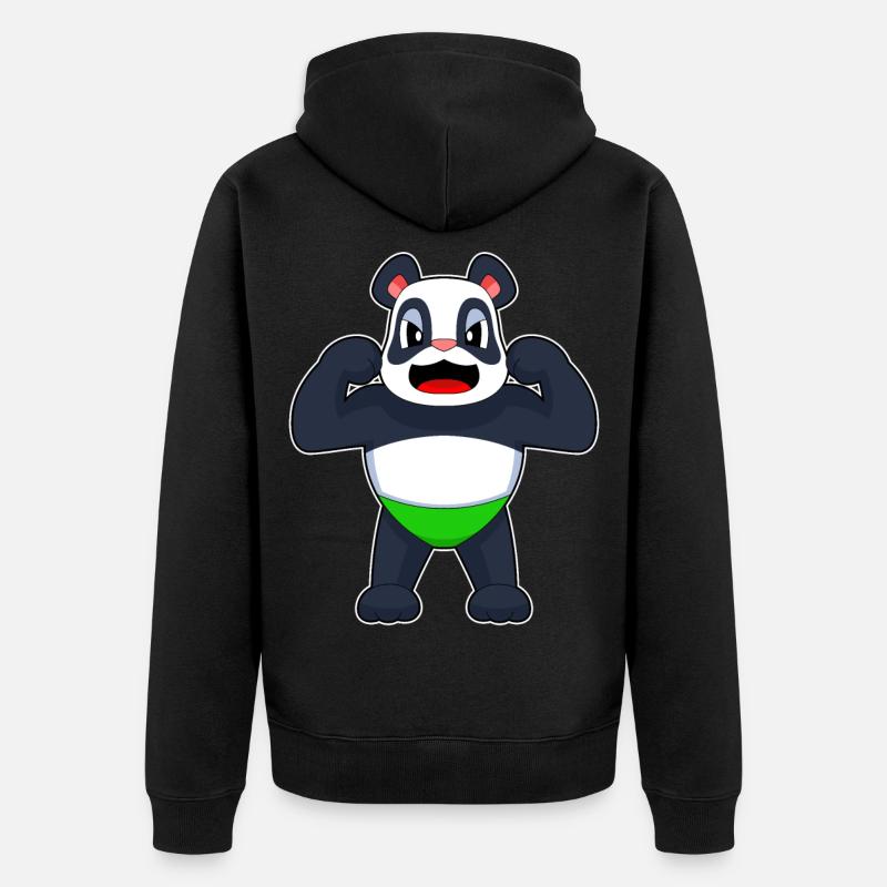 Panda Bodybuilder Musculation - Veste à capuche bio Premium Unisexe - noir