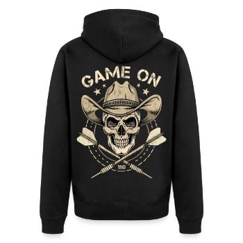 Fléchettes Fléchettes Crâne de cow-boy - Veste à capuche bio Premium Unisexe - noir - Dos - Nico (187cm)