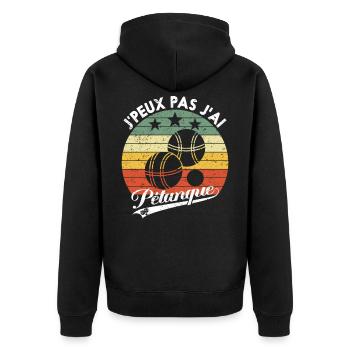 Gift Humor Pétanque Jeu de boules - Unisex Premium Organic Zip Hoodie - black - Back - Nico (187cm)
