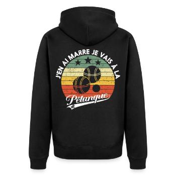 Gift Humor Pétanque Jeu de boules - Unisex Premium Organic Zip Hoodie - black - Back - Nico (187cm)