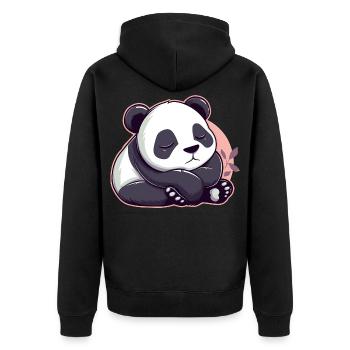 Cute Cartoon of a Sleeping Panda - Adorable design - Unisex Premium Organic Zip Hoodie - black - Back - Nico (187cm)