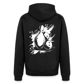 Graphiques de bowling - Veste à capuche bio Premium Unisexe - noir - Dos - Nico (187cm)
