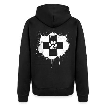Tiermedizin Erste Hilfe Skizze - Unisex Premium Bio Zip Hoodie - Schwarz - Hinten - Nico (187cm)